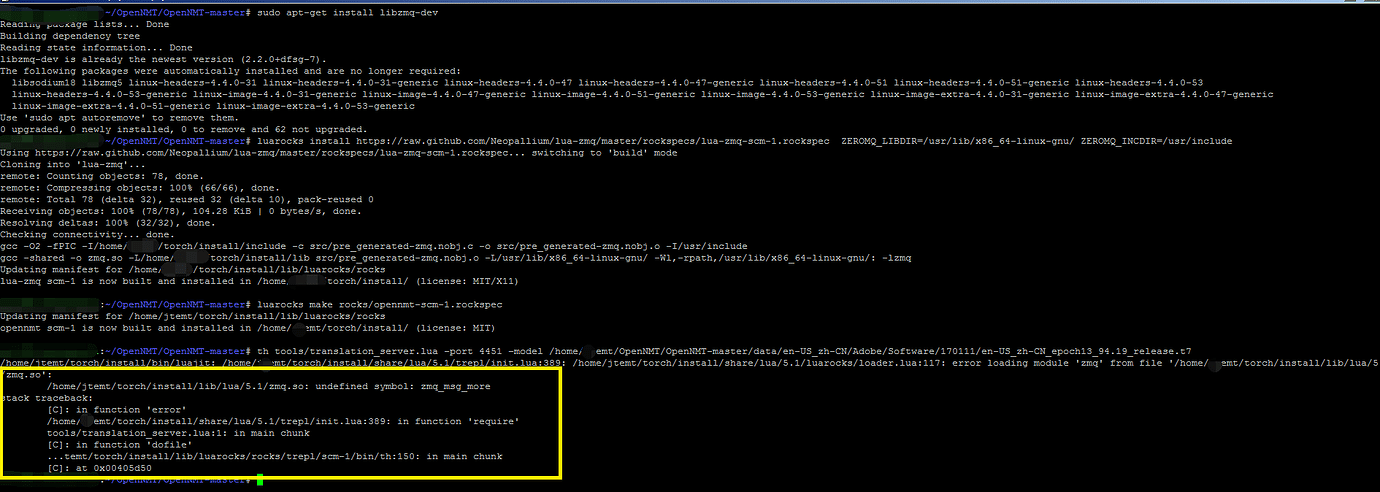 Error when starting the translation server - Support - OpenNMT
